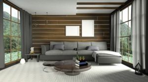 double glazed wooden windows in modern bedroom